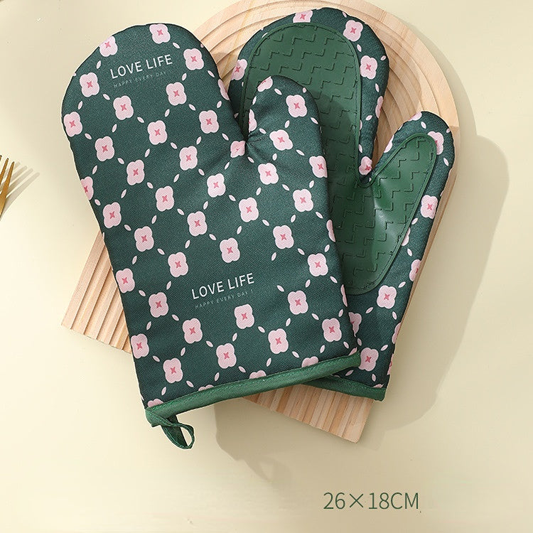 Non-Slip Heat-Resistant Cotton Oven Gloves