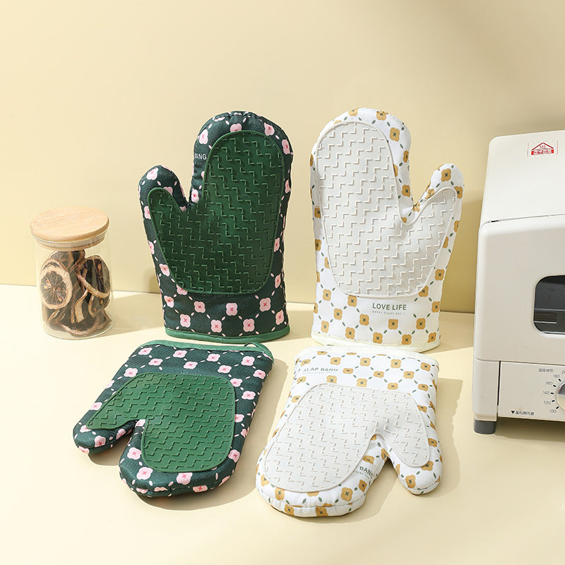 Non-Slip Heat-Resistant Cotton Oven Gloves
